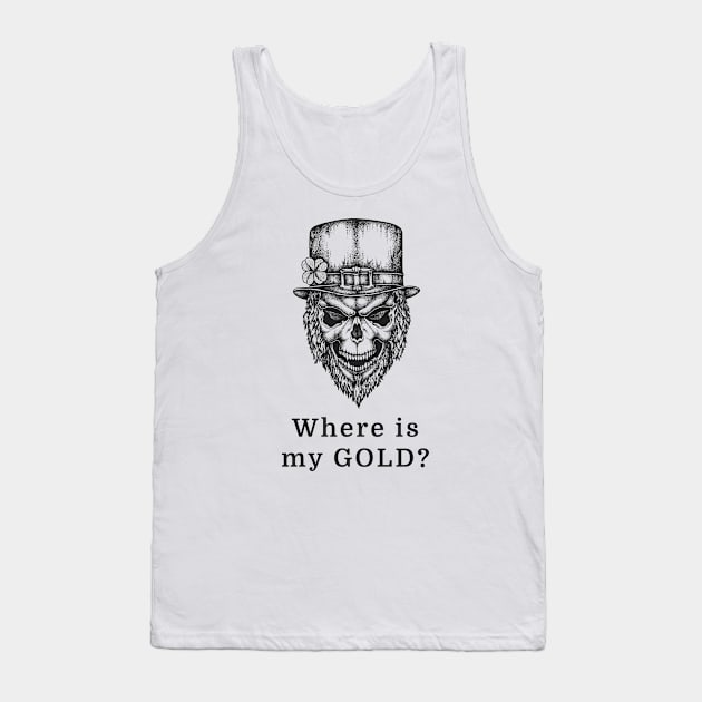 Irish Leprechaun Skull with lucky shamrock for St Patricks Day Tank Top by wingsofrage